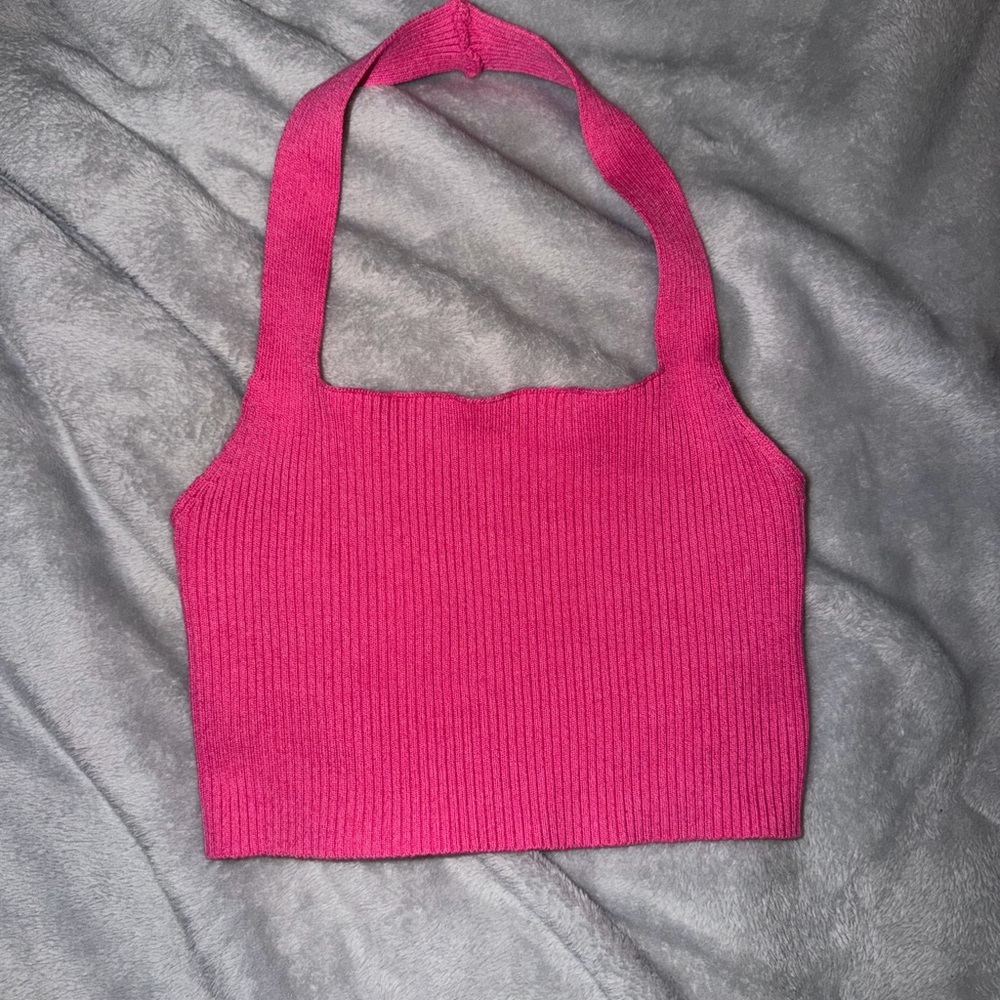 Peppermayo Fuchsia Ribbed Knit Top